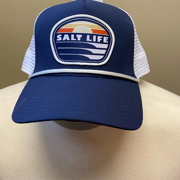 Salt Life Men’s Braid Trim Navy, White  Snap Back Mesh Hat NWT - Picture 1 of 5